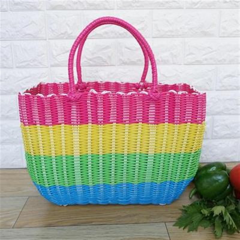 手工编织塑料买菜篮子手提篮宠物水果购物篮洗澡馒头游泳野餐筐