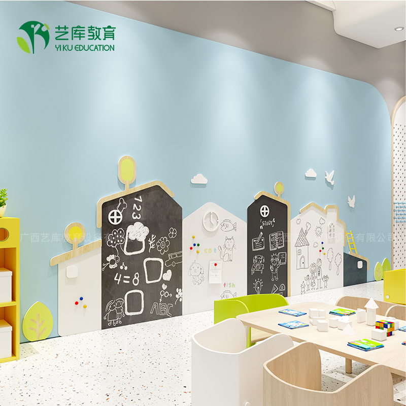 幼儿园立体磁性涂鸦墙教室大厅走廊pc环创墙面装饰书写绘画磁吸