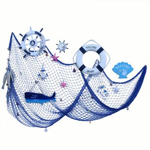 地中海风格装饰品挂件背景墙麻绳网格照片墙幼儿园环创墙挂饰