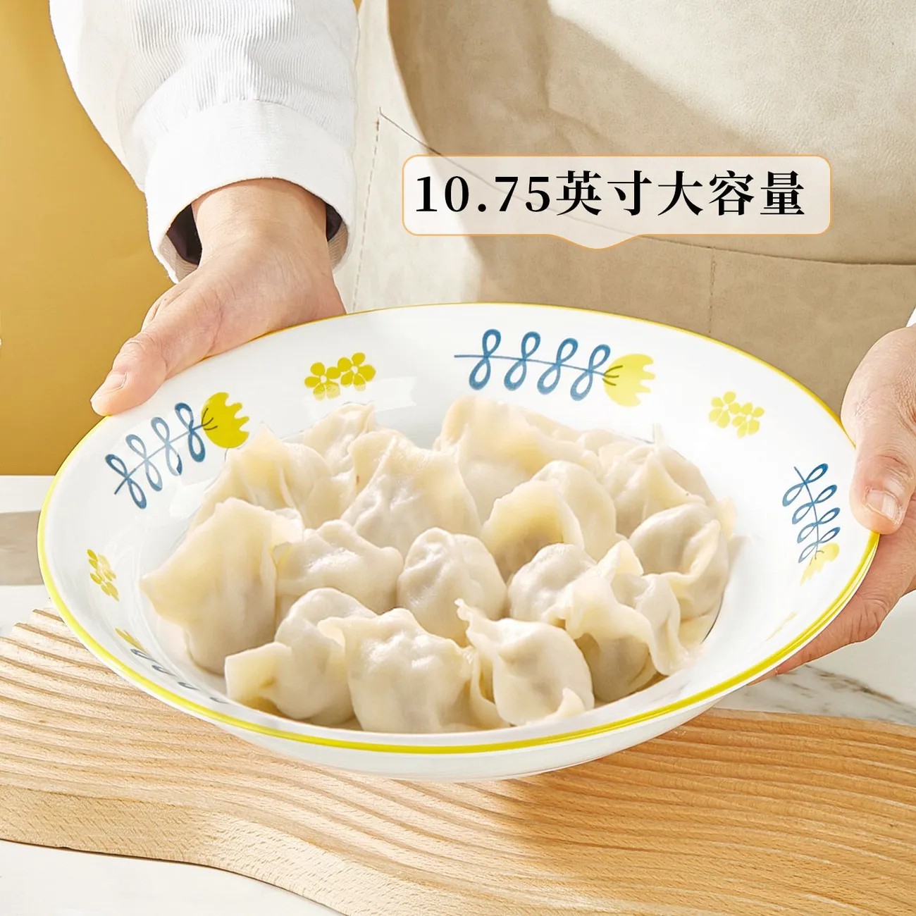 高端釉下彩陶瓷圆形蒸盘