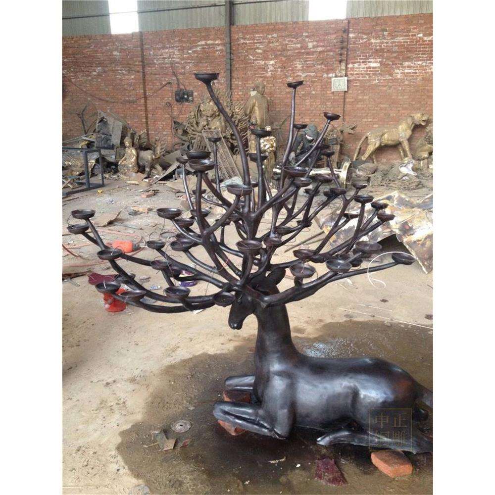 花园摆件麋鹿铜雕塑工艺品 铜鹿 铜鹿雕塑 园林景观铜雕塑