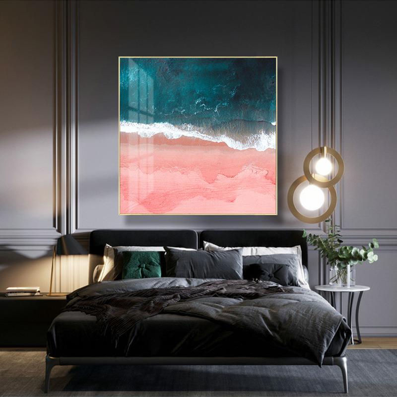 现代简约客厅装饰画北欧风格卧室书房正方形玄关挂画大海风景壁画