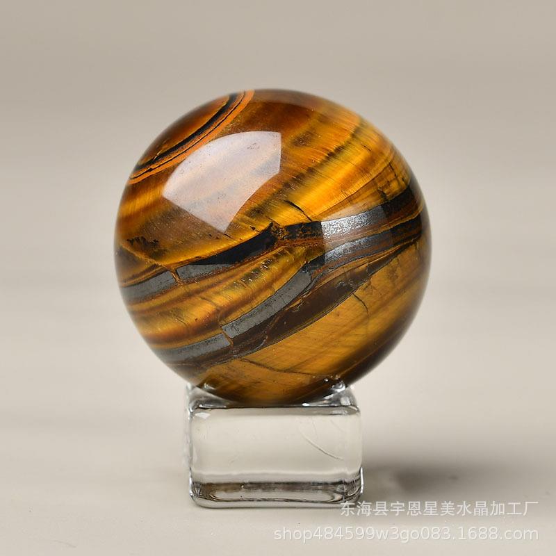 天然水晶虎眼石球 虎睛石球 黄虎眼水晶球 消磁水晶摆件 厂家
