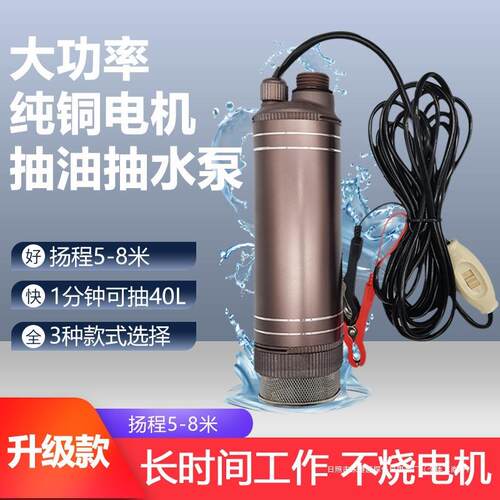 探仍12V加油机水泵0抽酒电动24V大功率油柴油抽子22伏小型抽油抽