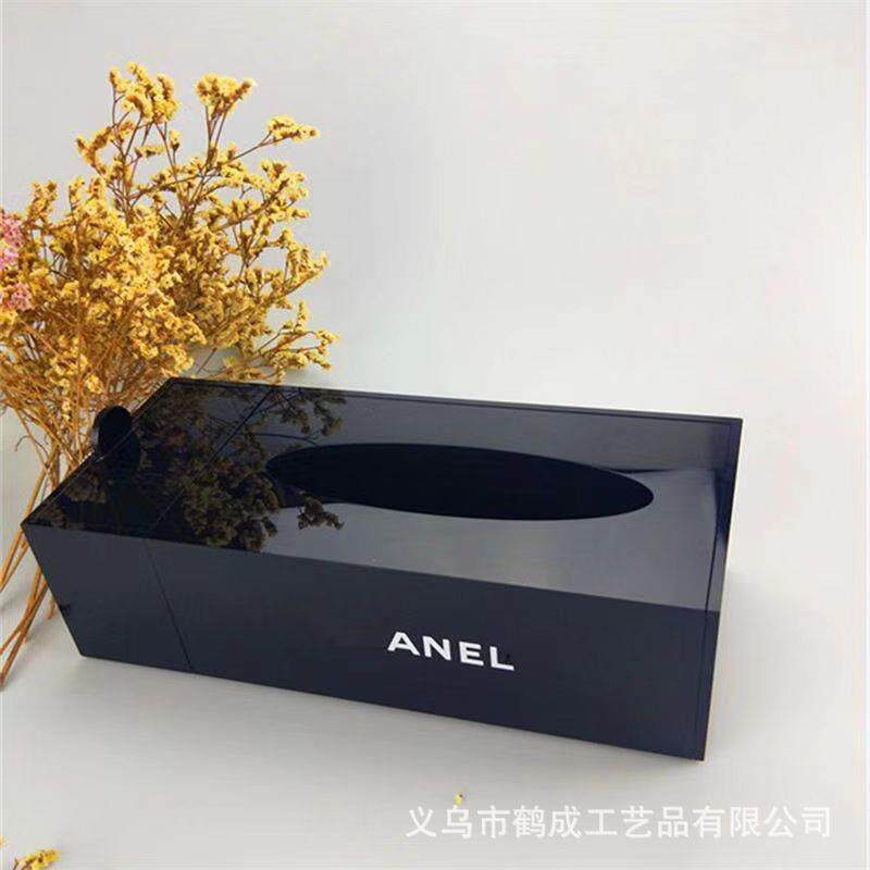 亚克力纸巾盒梳妆台桌面茶几床头柜美发店高级抽纸盒支持logo