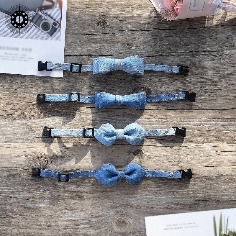 新狗狗领带小型犬手工牛仔项圈脖圈配饰猫咪领结宠物猫蝴蝶结装饰