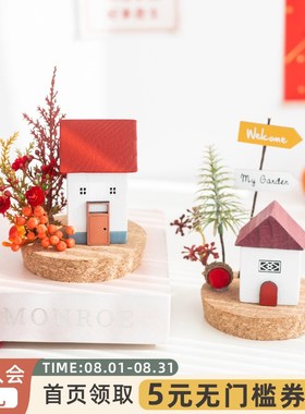 阿楹 可爱多巴胺新年厨房微景观小摆件女办公桌餐边柜装饰红色花