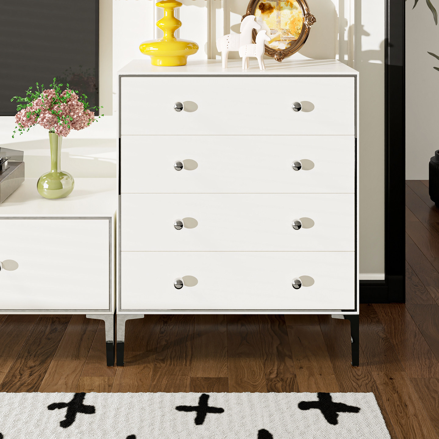 空云钢制家用斗柜储物柜卧室客厅玄关法式靠墙一体式收纳柜抽屉柜