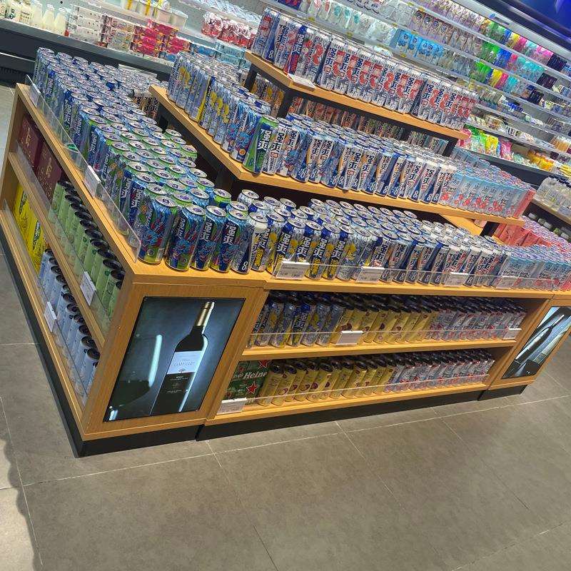 成都超市促销铺店堆头展示台多层中569岛梯形货架台层三带地柜