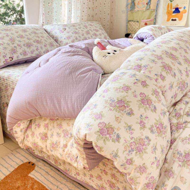 水洗棉云感双层纱加舍厚生春秋芯冬季9871学单被人宿被褥外贸冬被