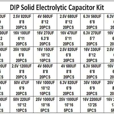 620PCS36种直插固态解电容VED2.5V4V63V3300电u器F16V.2200uF