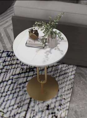 现代圆形轻奢岩板小茶边客几厅角几设港70265式几风计格阳台圆几