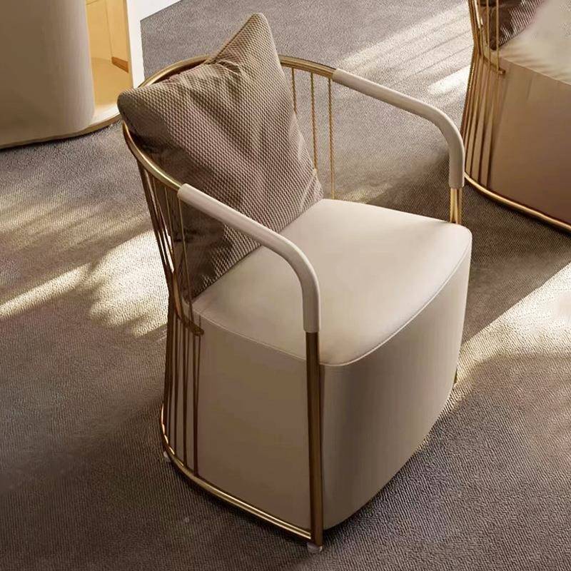 代轻奢PDE高室靠办背椅子公室家用休现闲椅卧化妆凳泡茶桌主人椅