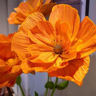 纸花场橱窗立体婚纸花婚礼商布手工置虞美人假花摆件仿真花场景布