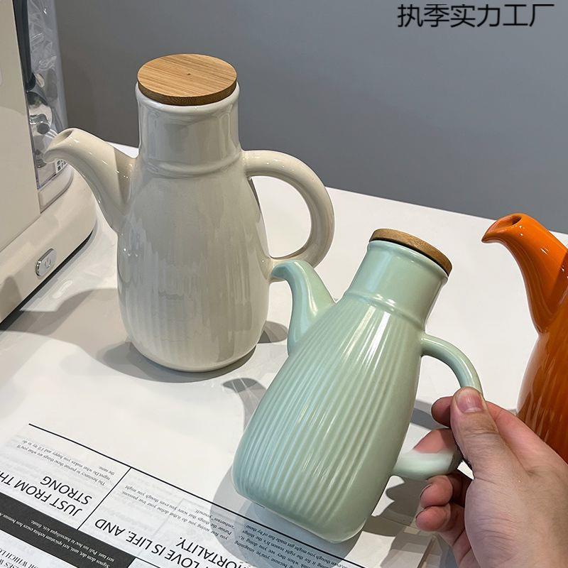 陶油罐厨瓷房家用大容量油油壶高温油罐子加厚带耐执季实力盖酱醋