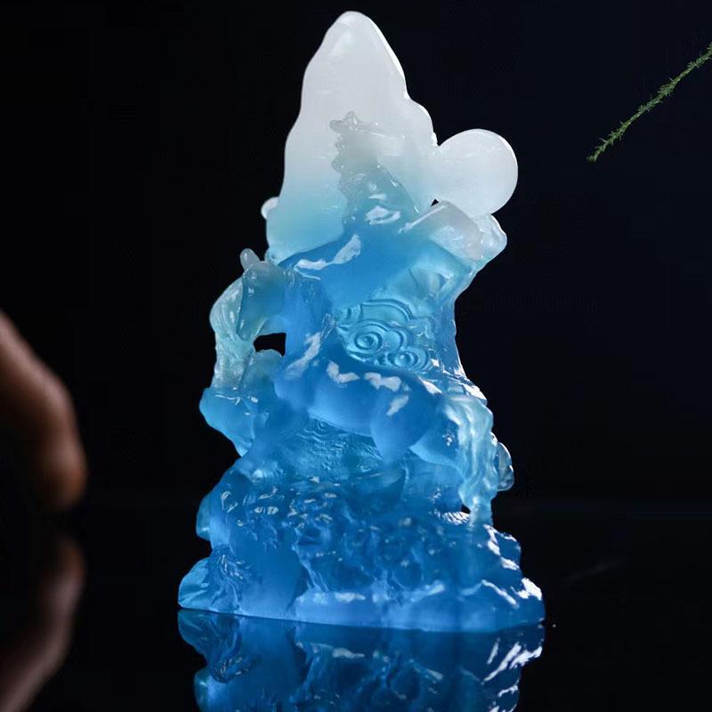 63615色夜光石雕刻辉煌腾达摆件规格17x10x.5家居彩工艺品摆件