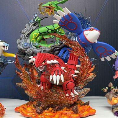 宠物神奇小精灵丰源三神场景 GK进化手办模型发光摆件雕像