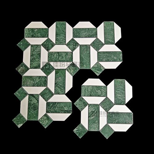 佳纷复古墨绿色天然大理石马赛克上海老房子阳台卫生间墙地面瓷砖
