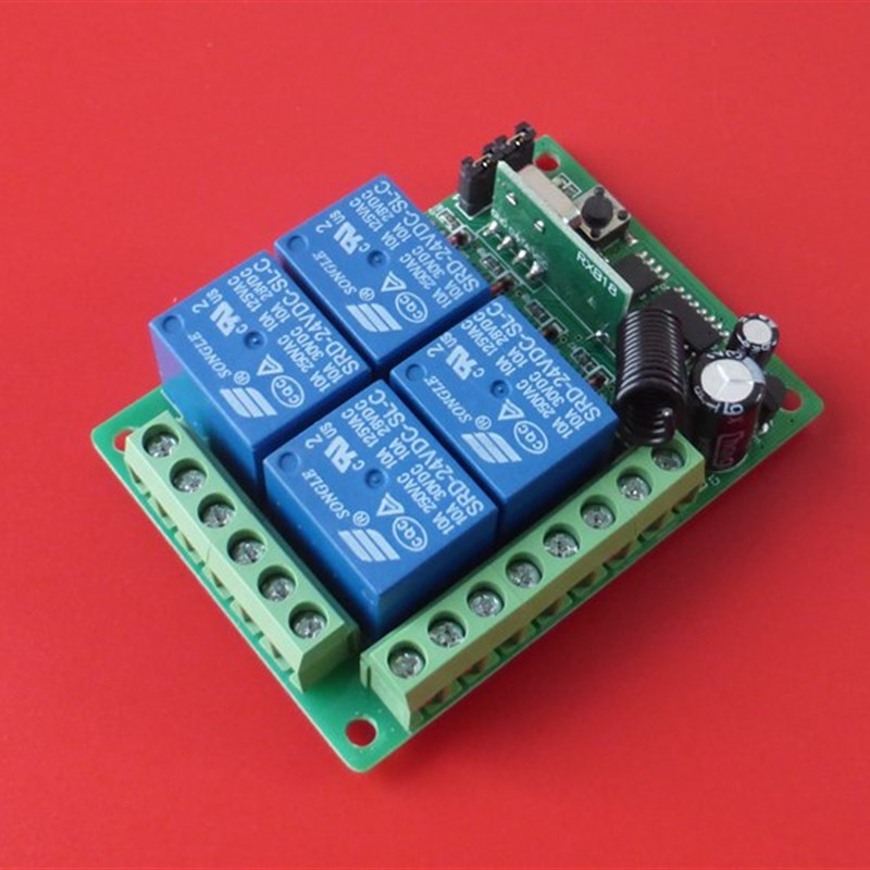 直流2V四路学习型遥控开关路货车尾板电机继电器控制板无线模块