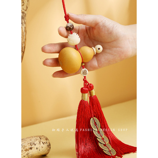 天然葫芦门对门五帝钱挂件大门对客厅卧室玄关红色流苏招财挂饰品
