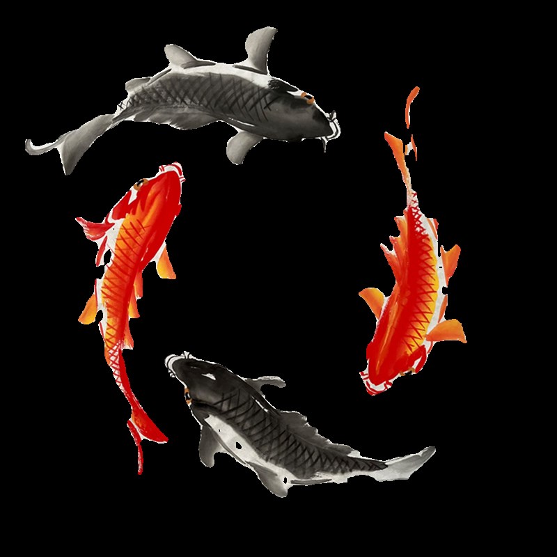 张文忠手绘写意国画四尺斗方九鱼双鱼四方聚财客厅餐厅办公室装饰