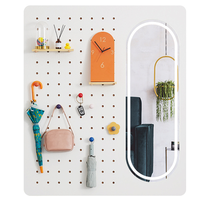 木工小舅 入户洞洞板穿衣镜挂衣架一体 挂墙卧室全身镜收纳衣帽架