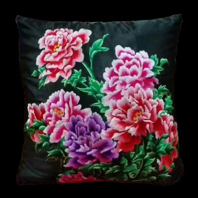 玉玲湘绣纯手工绣真丝桑蚕丝湘绣抱枕靠枕抱枕靠垫腰枕刺绣