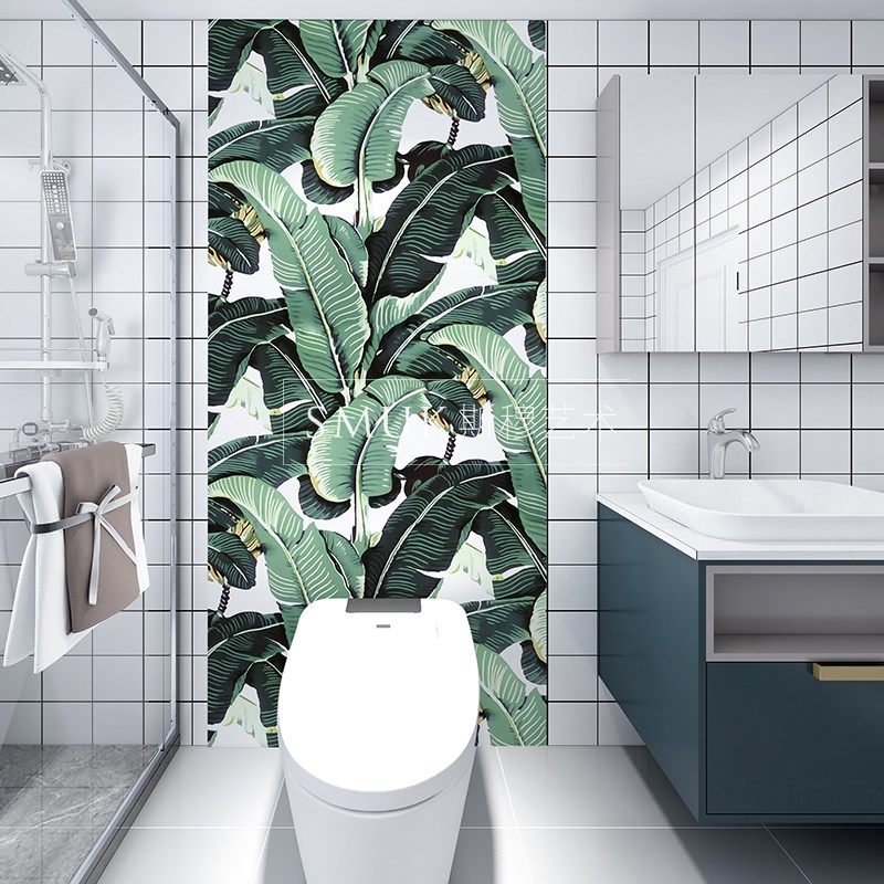 洗手卫生间防水装饰壁挂画免打孔现代厕所浴室自粘墙贴芭蕉叶