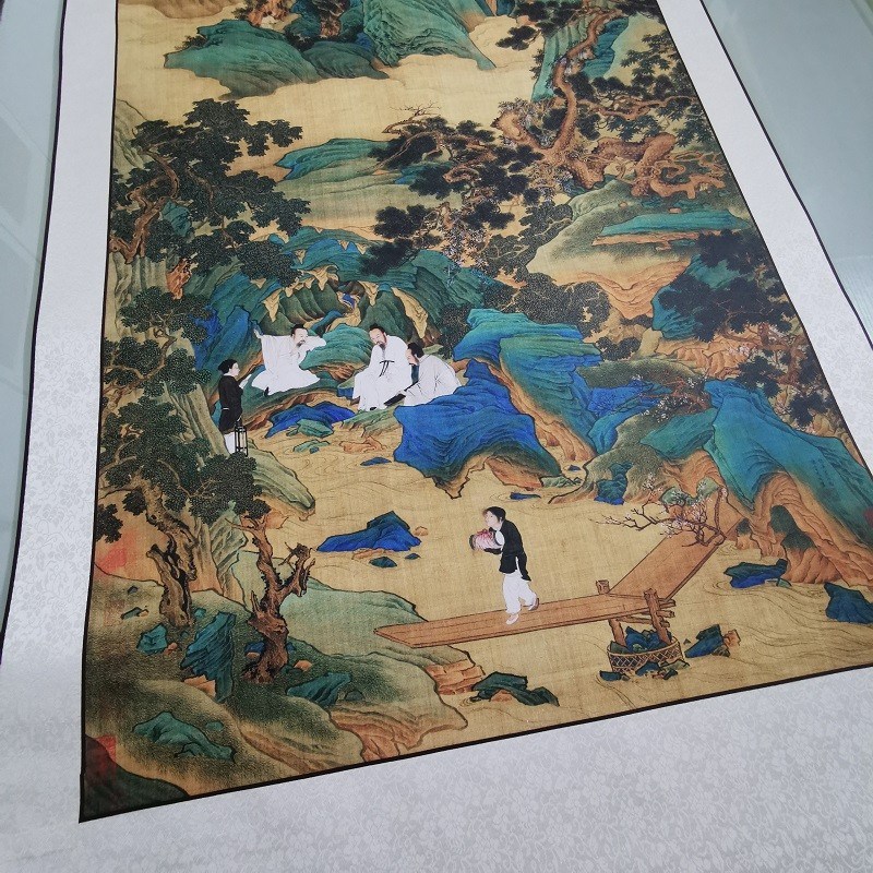 仇英桃源仙境图山水人物画复古书画真迹微喷复制客厅中堂书房挂画