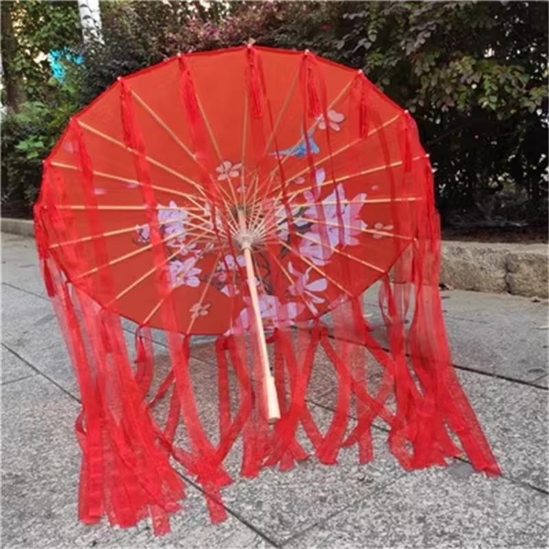 流苏飘带舞蹈伞道具古代古装摄影汉服古风co走秀拍照演出古典伞