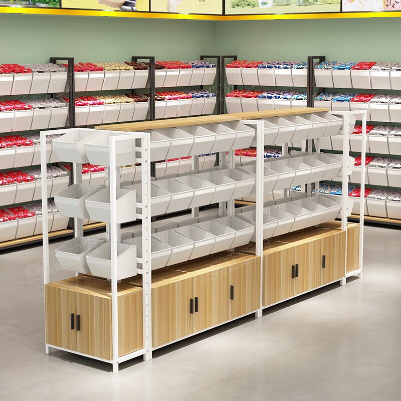 散称零食货架超市便利店小食品展示架单面靠墙零食多层中岛展示柜