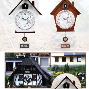 欧式布谷鸟挂钟客厅智能报时静音创意儿童房小鸟整点闹钟挂表咕钟