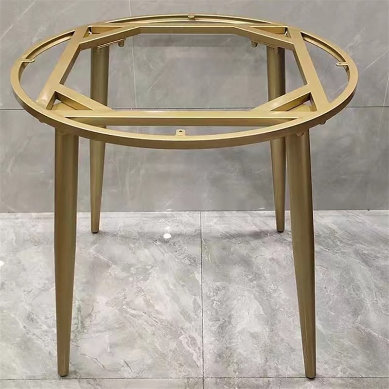 圆形大理石岩板桌腿支架茶几边几腿火锅桌台脚金属餐桌腿定制