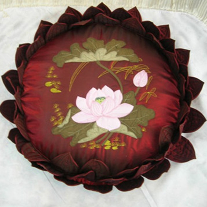 高档刺绣莲花佛垫蒲团椰丝棕打坐垫念经诵经跪拜垫修佛拆洗