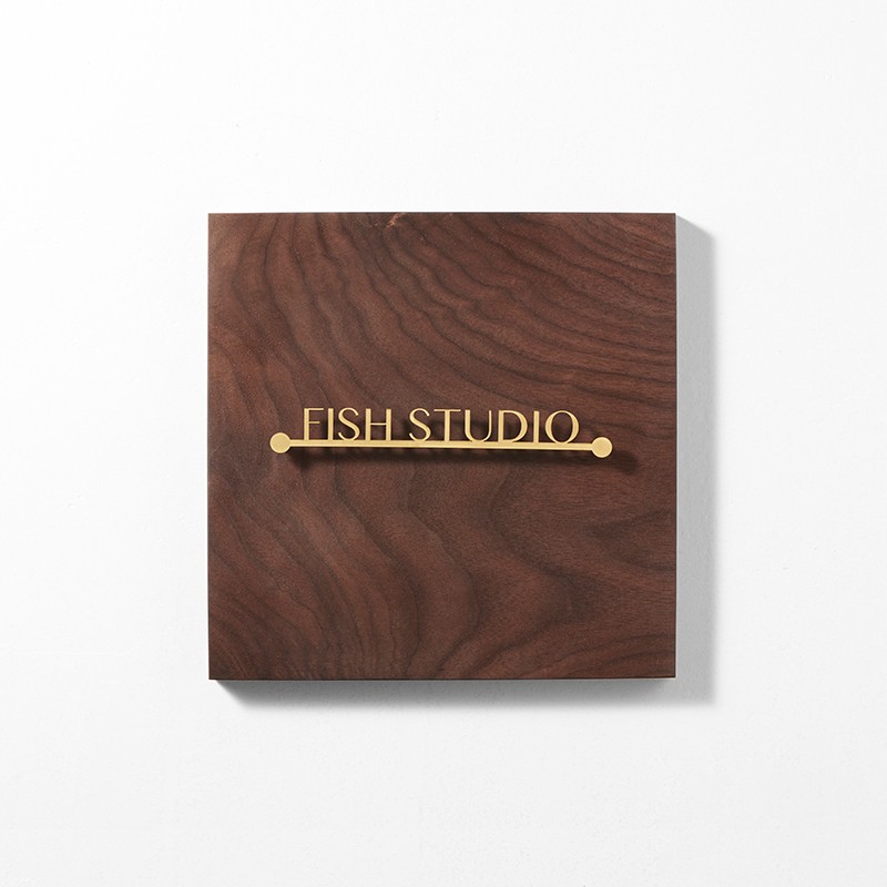 铜教授定制悬浮铜字门牌实木刻字金属黄铜嵌字标识牌挂牌