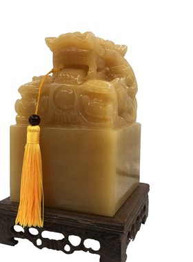 天然黄玉盘龙玉玺定制印章业送礼刻字招财办公室传国印桌面