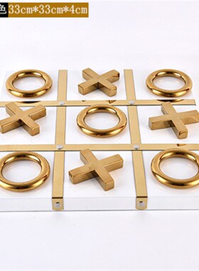 创意新中式金属字母棋盘摆件现代客厅办公室房间桌面书柜软装饰品
