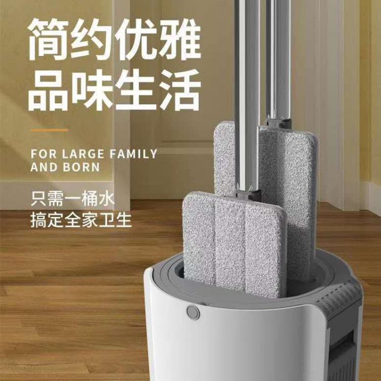 白色外贸款免手洗平板刮水拖把家用木地板地拖干湿两用懒人拖布