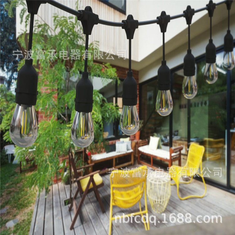 灯串户外防水灯串E26E27庭院照明灯头线灯串线s14灯泡串