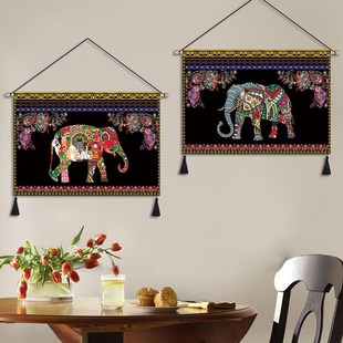 泰式东南亚挂毯装饰画民族风民宿酒店布艺挂画客厅卧室背景墙挂布