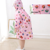 面包超款 带书包位帽檐拉链扣子连体雨披男女宝宝学生儿童雨衣