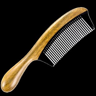 天然绿檀木梳头部经络按摩家女士专用长发家用防静电脱发牛角梳子