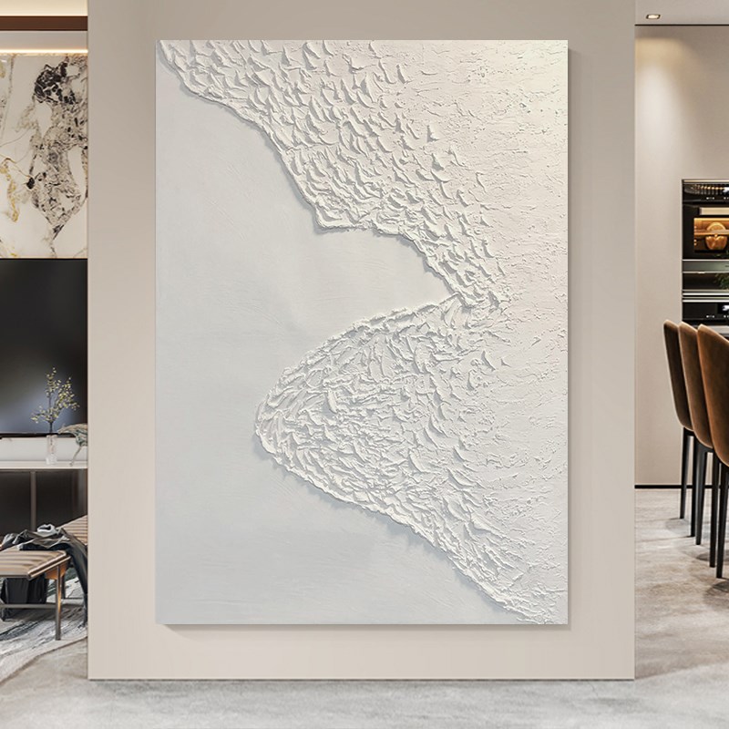 大芬油画村纯手绘油画玄关走廊客厅装饰画简约抽象立体肌理画白浪图片