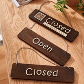 木质营业中挂牌商店欢迎光临二维码 定制门牌仿古营业时间牌公司牌