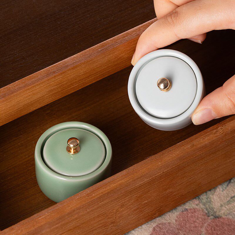 砚台书法带盖陶瓷小砚台干墨毛笔青瓷墨碟墨池小学生迷你汝窑保湿