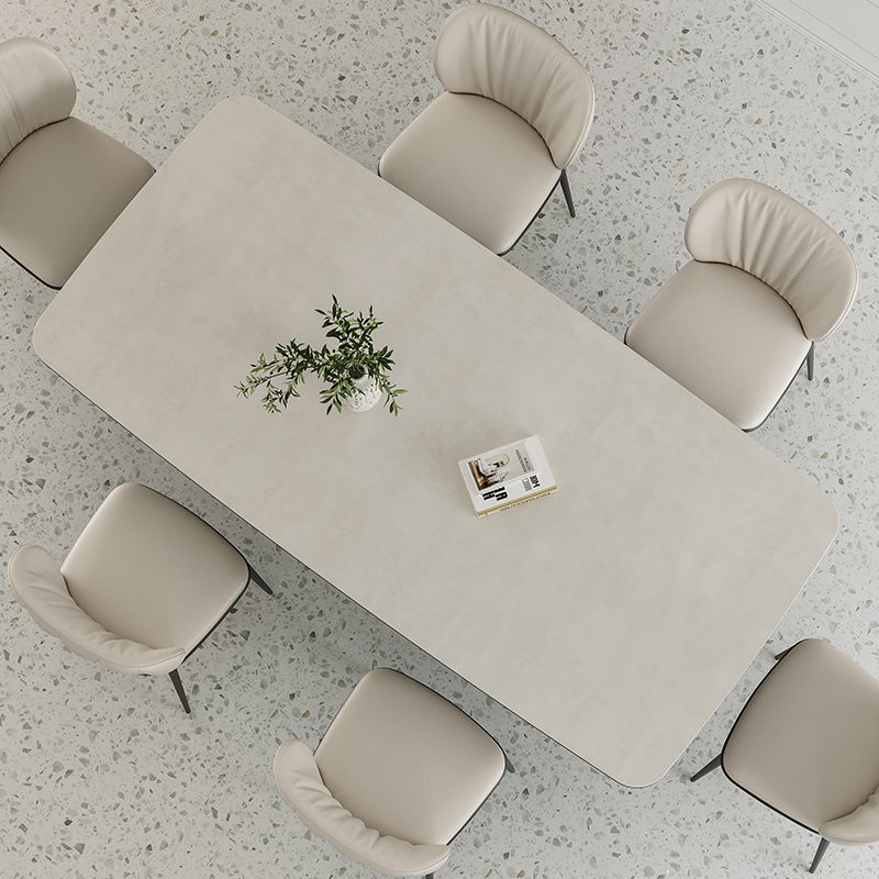 意式极现代岩板餐桌椅侘寂风长方形小户型家用餐桌设计师