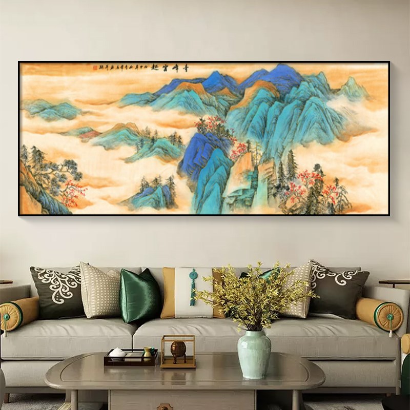 有山无水画靠山图鸿运当头挂画办公室山水画客厅沙发背景墙装饰画