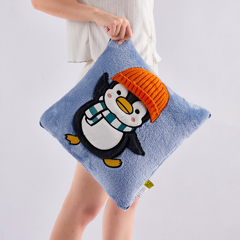两用加厚抱枕被毛绒企鹅汽车靠垫二合一办公室沙发午休摺叠毛毯子,居家布艺,抱枕被,淘宝优惠券,粉丝福利购,淘宝优惠卷