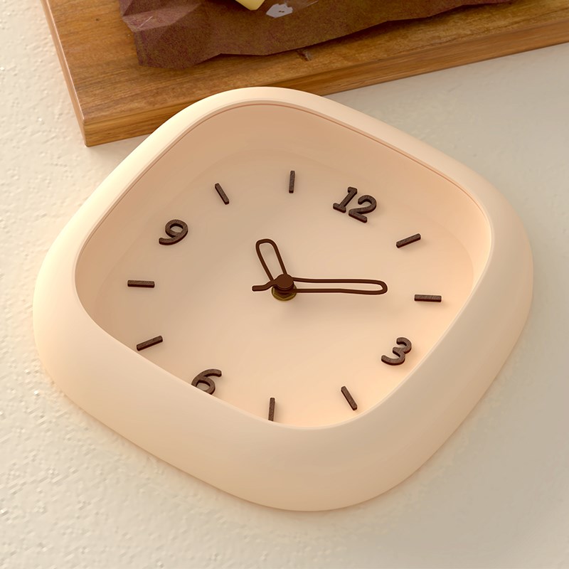 免打孔钟表22新款方形挂钟客厅现代创意墙面餐桌静音时钟