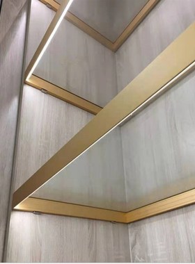 铝合金带灯玻璃层板橱柜层板灯酒架框发光金属酒柜LED灯酒架